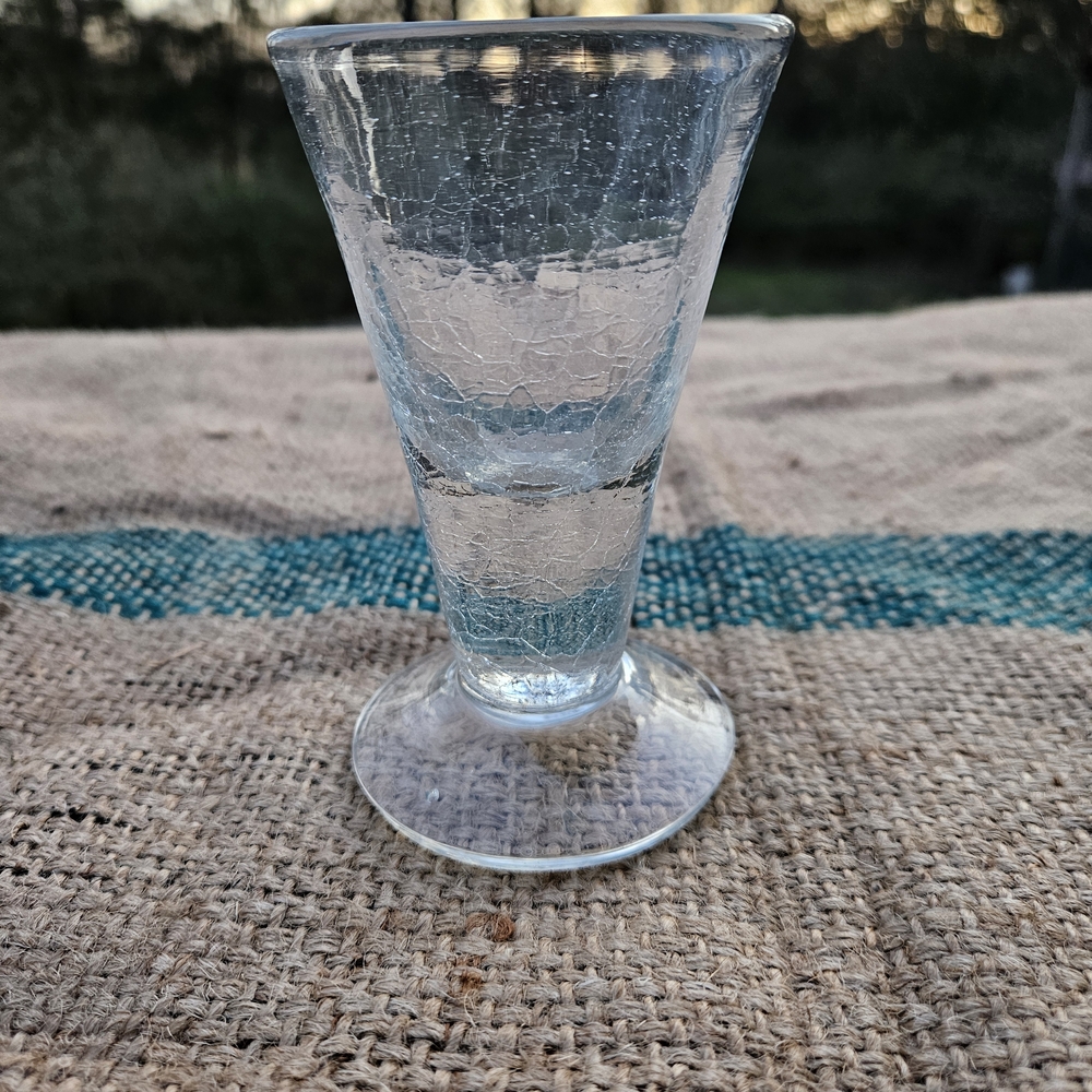 Clear Crackle Glass Goblet Approximately 4.75 Inches Tall